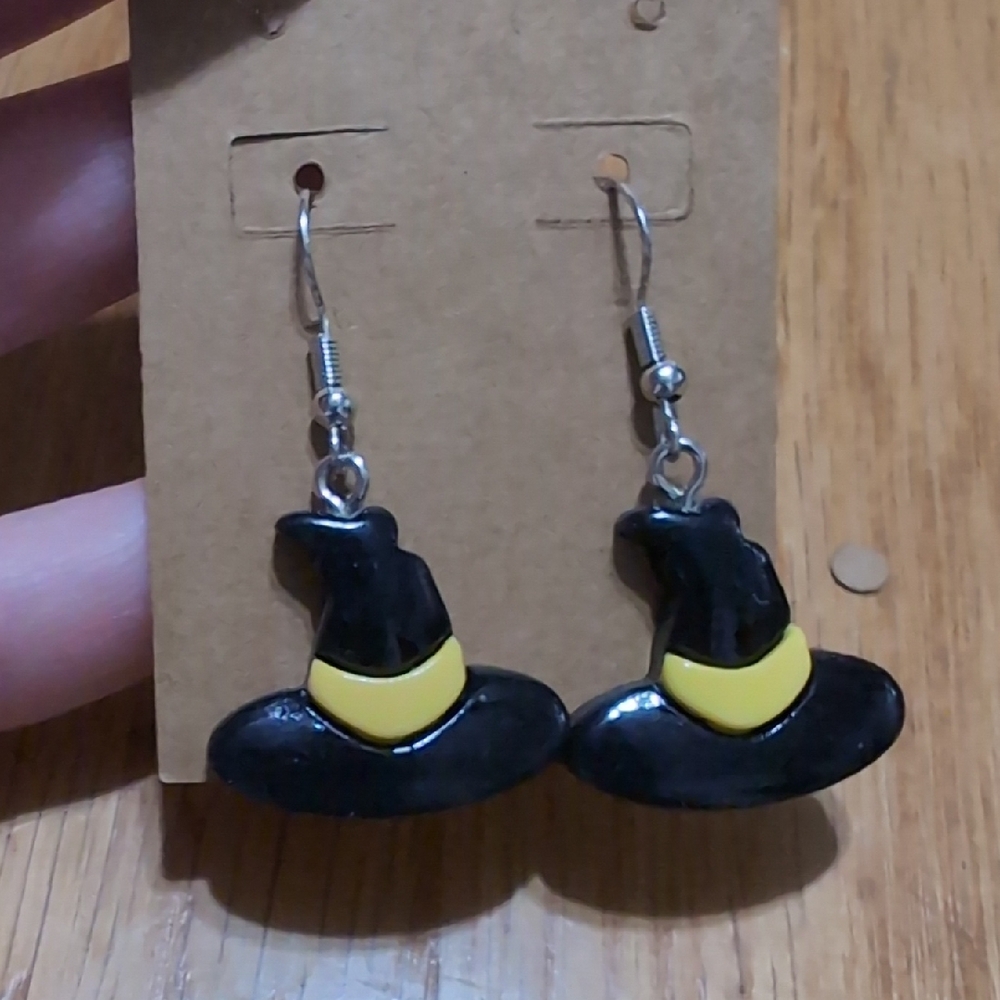 Black and Yellow Witch Hat Earrings